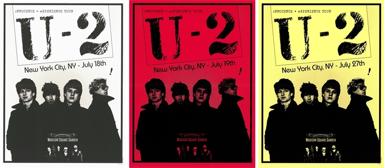 Lot of (3) U2 Innocence + Experience 2015 Tour Posters From Madison Square Garden 